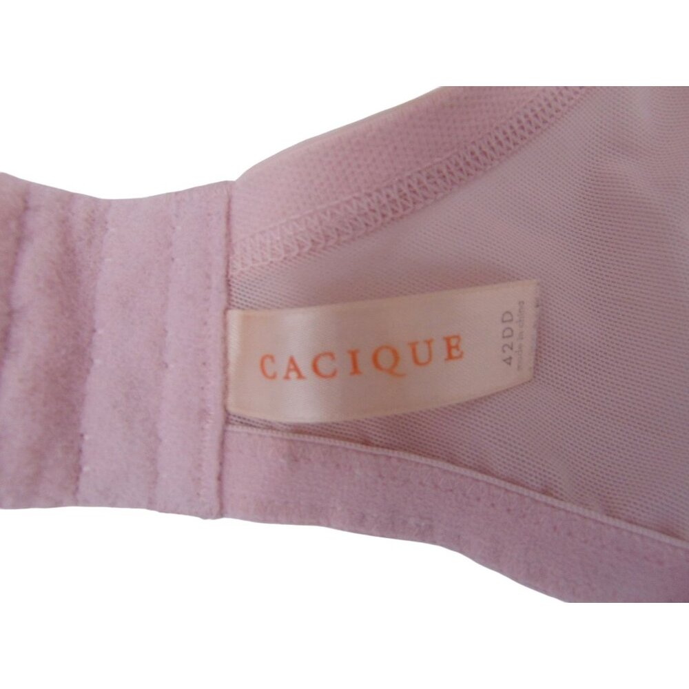 Cacique Light Pink Lace Sheer Bra 42DD 42 DD Unpadded Underwire Floral - Picture 9 of 11